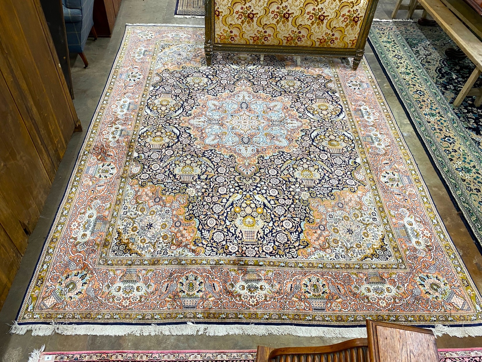 A Persian blue ground carpet, 360 x 270cm